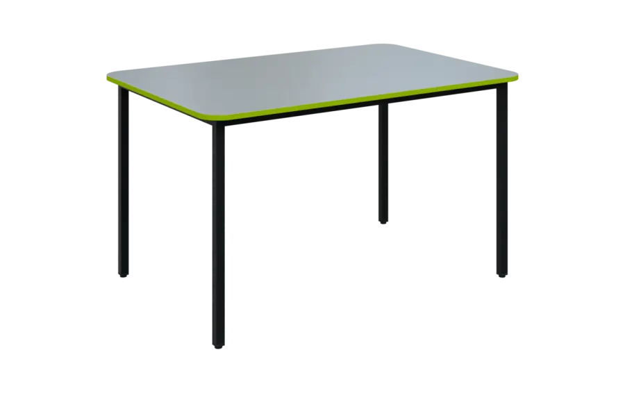 JSBR 130N Jídelní stůl 1300 x 900 mm, deska šedá s hranou jarní zeleň / podnož černá
